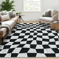 thumbnail image 1 of GlowSol 8'x10' Area Rug Farmhouse Modern Checkered Rug Non-Shedding Stain Resistant Throw Rugs for Dining Room Home Office, Black, 1 of 6