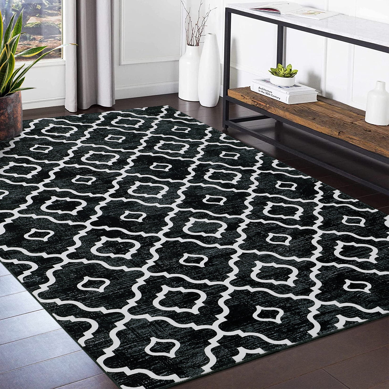 GlowSol 8'x10' Area Rug Geometric Moroccan Rug Farmhouse Soft Foldable ...