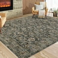 thumbnail image 1 of GlowSol 8'x10' Area Rug Vintage Floral Print Rug Indoor Distressed Rug Non-Slip Non-Shedding Carpet for Dining Room Home Office, Black, 1 of 6
