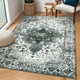 thumbnail image 1 of GlowSol 8'x10' Area Rug for Living Room Boho Vintage Floral Rugs Distressed Medallion Carpet Soft Foldable Accent Rug Home Decor, Gray Green, 1 of 6