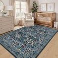 thumbnail image 1 of GlowSol 8'x10' Floral Area Rug Boho Washable Rug Non-Slip Low Pile Farmhouse Floral Carpet for Living Room Bedroom, Blue, 1 of 7