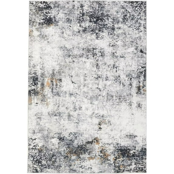 GlowSol 8'x10' Machine Washable Area Rugs for Living Room Modern Abstract Rug Non-Shedding Stain-Resistant Rug Home Decor, Gray/Brown