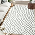 thumbnail image 1 of GlowSol 8'x10' Modern Area Rug Machine Washable Geometric Rug Living Room Bedroom Rugs Low Pile Non-Slip Soft Carpet, Gray, 1 of 6