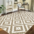 thumbnail image 1 of GlowSol 8'x10' Modern Moroccan Geometric Trellis Area Rug Non-Slip Low Pile Soft Accent Rug Modern Floor Carpet for Dining Room, Brown, 1 of 7