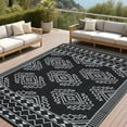 thumbnail image 1 of GlowSol 8'x10' Outdoor Rug Boho Geometric Plastic Straw Rug Waterproof Reversible Mat Outdoor Foldable Rug for Camping Patio Picnic, Black White, 1 of 8