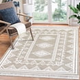thumbnail image 1 of GlowSol 8'x10' Tassel Boho Area Rug Geometric Carpet Non-Slip Non-Shedding Soft Foldable Carpet for Dinging Room Home Office, Taupe, 1 of 7