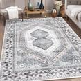 thumbnail image 1 of GlowSol 8'x10' Washable Vintage Persian Area Rug Non-Shedding Low Pile Soft Carpet Boho Non-Slip Accent Rug for Dining Room Home Office, Beige Gray, 1 of 6