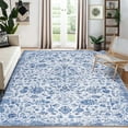 thumbnail image 1 of GlowSol 8x10 Floral Area Rug for Living Room Bedroom Retro Distressed Area Rug Traditional Medallion Non-Slip Low Pile Carpet Floor Decoration, Blue, 1 of 7