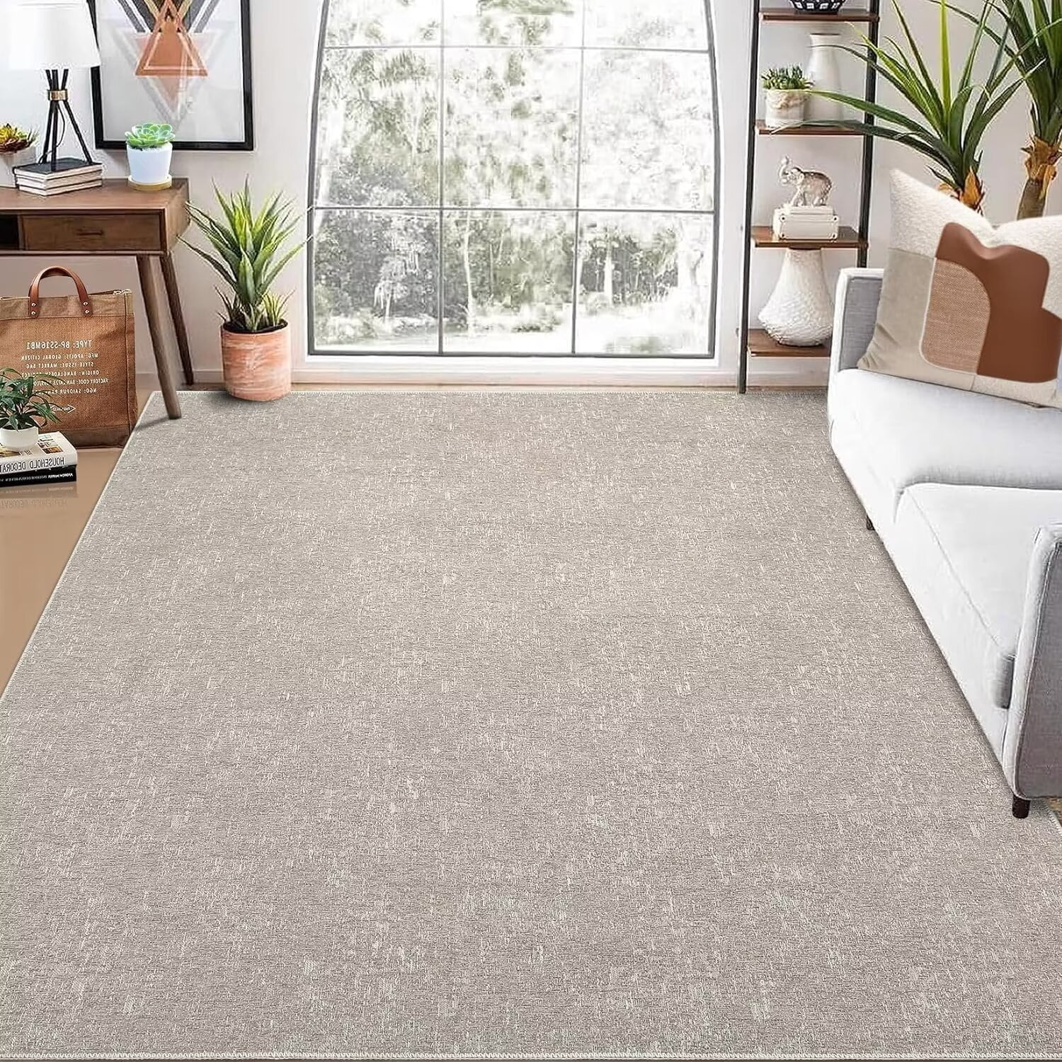 GlowSol 8x10 Modern Solid Rug for Living Room Jacquard Textured Rug ...