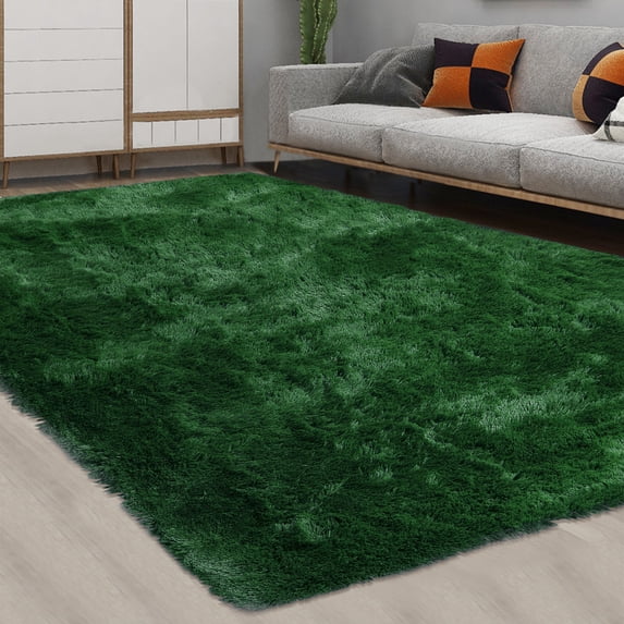 GlowSol 8x10 Shag Area Rug Modern Indoor Plush Fluffy Rugs Extra Soft and Comfy Shaggy Carpet Rugs for Bedroom Living Room Dorm, Green