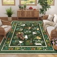 thumbnail image 1 of GlowSol 8x10 Washable Area Rug - Machine Washable Non-Slip TPR Backing, Hand-Drawn Pet & Floral Carpet for Living Room Bedroom Entryway, Green, 1 of 8