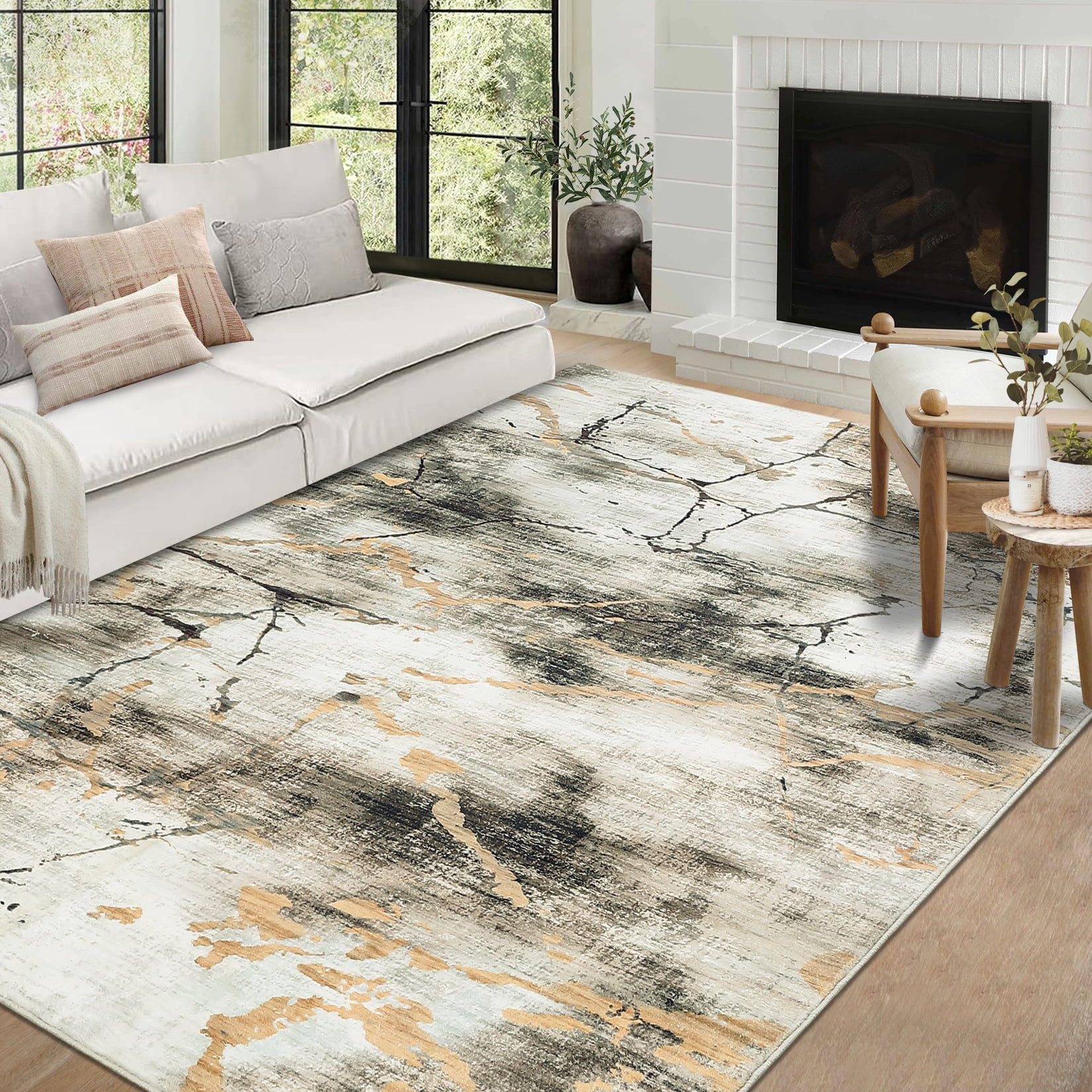 GlowSol 9' x 12' Area Rug Modern Abstract Rugs Washable Non-Slip Low ...