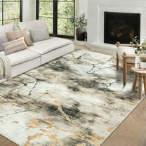 GlowSol 9' x 12' Area Rug Modern Abstract Rugs Washable Non-Slip Low Pile Rugs for Living Room Bedroom, Brown