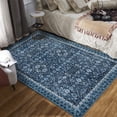 thumbnail image 1 of GlowSol 9' x 12' Area Rug Vintage Washable Rug Moroccan Trellis Rug Boho Floral Distressed Rug Soft Foldable Accent Rug for Living Room Bedroom, Blue, 1 of 7