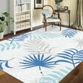 thumbnail image 1 of GlowSol 9' x 12' Large Rug Modern Botanical Leaves Rugs for Living Room Bedroom Washable Soft Foldable Area Rug Carpet, Blue, 1 of 7