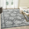 thumbnail image 1 of GlowSol 9' x 12' Large Washable Rugs Vintage Boho Rug Floral Area Rug Non Slip Low Pile Soft Carpet for Living Room Bedroom, Gray, 1 of 7