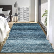 GlowSol 9' x 12' Modern Area Rug Washable Rugs Geometric Rug Soft Foldable Accent Rugs for Living Room Bedroom, Blue