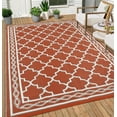 thumbnail image 1 of GlowSol 9' x 12' Outdoor Rug Plastic Patio Rug Woven Plastic Straw Waterproof Rug Moroccan Reversible Camper Rug for RV Backyard Deck Picnic Beach, Brick Red, 1 of 7