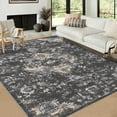 thumbnail image 1 of GlowSol 9' x 12' Washable Rugs for Living Room Bedroom Floral Rug Distressed Vintage Rug Farmhouse Low Pile Non-Slip Floor Cover, Black, 1 of 7