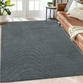 thumbnail image 1 of GlowSol 9'x12' Area Rug Modern Solid High-Low Pile Rugs Shaggy Wave Rug Thick Plush Non-Shedding Carpet, Dark Gray, 1 of 5