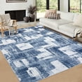 thumbnail image 1 of GlowSol 9'x12' Area Rug for Living Room Contemporary Abstract Rug Geometric Low Pile Non-Slip Farmhouse Floor Cover, Blue, 1 of 7