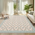 thumbnail image 1 of GlowSol 9'x12' Area Rugs Geometric Bordered Large Rug Farmhouse Floral Low Pile Non-Slip Rug Butterfly Pattern Rug for Living Room, Bedroom, Blue Pink, 1 of 8