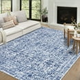 thumbnail image 1 of GlowSol 9'x12' Floral Area Rug Vintage Washable Rug Non-Slip Low Pile Farmhouse Distressed Carpet for Living Room Bedroom, Blue, 1 of 8