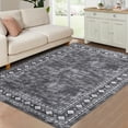 thumbnail image 1 of GlowSol 9'x12' Large Area Rug Modern Bordered Area Rug for Living Room Bedroom Geometric Border Non-Slip Stain Resistant Accent Rug, Gray, 1 of 7