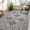 thumbnail image 1 of GlowSol 9'x12' Large Area Rug Vintage Persian Washable Rug Indoor Oriental Floral Print Boho Area Rugs Low Pile Non-Shedding Rugs, Gray, 1 of 6