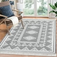 thumbnail image 1 of GlowSol 9'x12' Large Boho Area Rug with Tassel Geometric Rug Washable Rugs for Living Room Bedroom Low Pile Stain Resistant Accent Rug, Gray, 1 of 7