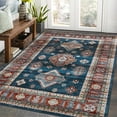 thumbnail image 1 of GlowSol 9'x12' Large Boho Rug Vintage Floral Print Rug Washable Rug Living Room Bedroom Rug Farmhouse Bohemian Tribal Carpet Low Pile Non-Slip Rug, Blue/Multi, 1 of 6