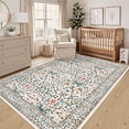 thumbnail image 1 of GlowSol 9'x12' Large Washable Area Rugs for Living Room Bedroom Farmhouse Floral Rug Soft Low Pile Non-Slip Rug, Beige, 1 of 7