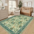 thumbnail image 1 of GlowSol 9'x12' Large Washable Area Rugs for Living Room Bedroom Farmhouse Floral Rug Soft Low Pile Non-Slip Rug, Green, 1 of 7