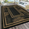 thumbnail image 1 of GlowSol 9'x12' Outdoor Rug Border Leaves Plastic Straw Rug Waterproof Reversible Mat Outdoor Foldable Rug for Camping Patio Picnic, Black Brown, 1 of 8