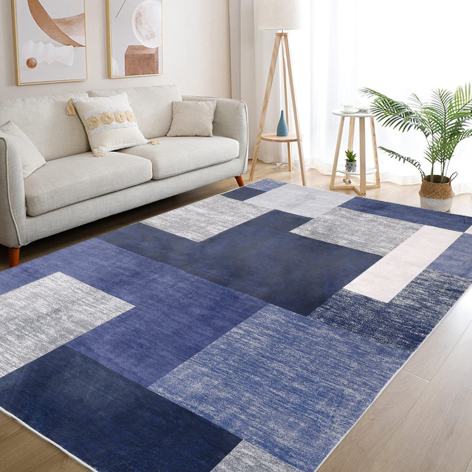 GlowSol 9x12 Large Machine Washable Area Rug Modern Geometric Pattern