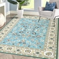thumbnail image 1 of GlowSol 9x12 Large Washable Area Rug Floral Print Rug Farmhouse Vintage Rug Stain Resistant Non-Slip Rug Indoor Floor Carpet for Dining Room Office, Blue, 1 of 5