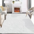 thumbnail image 1 of GlowSol 9x12 Large Washable Rug Indoor Stripes Print Accent Rug Soft Faux Wool Rug Non Slip Backing Low Pile Rug for Dining Room Office, Light Gray/White, 1 of 8
