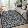 thumbnail image 1 of GlowSol Area Rug 5x7 Vintage Rug Floral Print Floor Cover Indoor Farmhouse Thin Rug Foldable Retro Accent Rug for Dining Room Office, Gray Black, 1 of 6