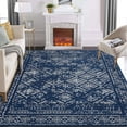 thumbnail image 1 of GlowSol Area Rug 6'x9' Boho Rug Vintage Distressed Rug Foldable Throw Carpet Living Room Bedroom Accent, Dark Blue, 1 of 6