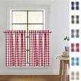 thumbnail image 1 of GlowSol Cafe Curtains 30 inch Length Buffalo Plaid Gingham Pattern Rod Pocket Half Window Curtains for Kitchen Bathroom Window Curtain, Red White, 2 Panels, 1 of 9