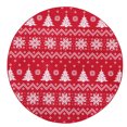 thumbnail image 1 of GlowSol Christmas Round Rug 4 feet Christmas Tree and Snowflake Washable Non-Shedding Non-Slip Carpet for Living Dining Room, Red, 1 of 5