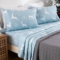 thumbnail image 1 of GlowSol Christmas Sheets Queen 100% Cotton Flannel Holiday Bed Sheet Set, Soft Warm Brushed Christmas Sheet, Blue Christmas Deer, 1 of 5