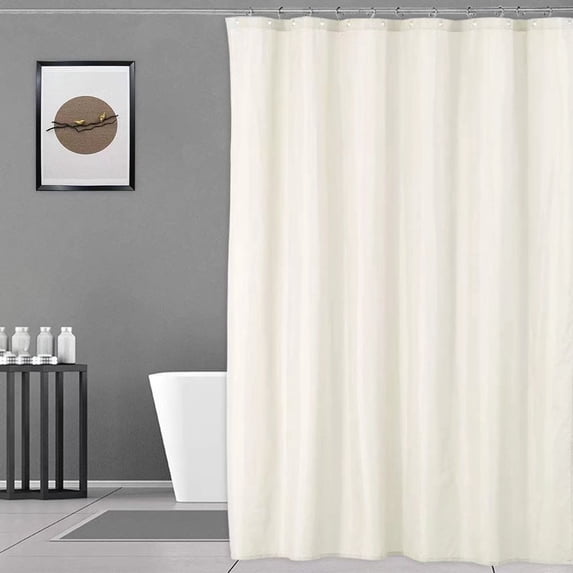 GlowSol Extra Long Shower Curtain 78 inch Long Solid Water Resistant Hotel Luxury Fabric Shower Curtain for Bathroom Showers and Bathtubs, Ivory, 1 Set
