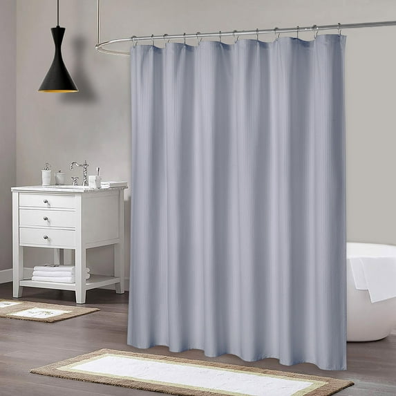 GlowSol Farmhouse Extra Long Shower Curtain Soft Waterproof Fabric Shower Curtain for Bathroom with Decorative Embossed Pattern, Gray, 72x84 inches