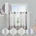 thumbnail image 1 of GlowSol Farmhouse Sheer Kitchen Curtain 36 inch Length Light Filtering Vertical Stripetier Kitchen Curtains for Bathroom, Purple, 2 Panels, 1 of 7