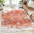 thumbnail image 1 of GlowSol Large Area Rug 9' x 12' Vintage Persian Rug Non-Slip Low Pile Indoor Carpet Traditional Medallion Print Area Rug for Bedroom Living Room, Orange, 1 of 6