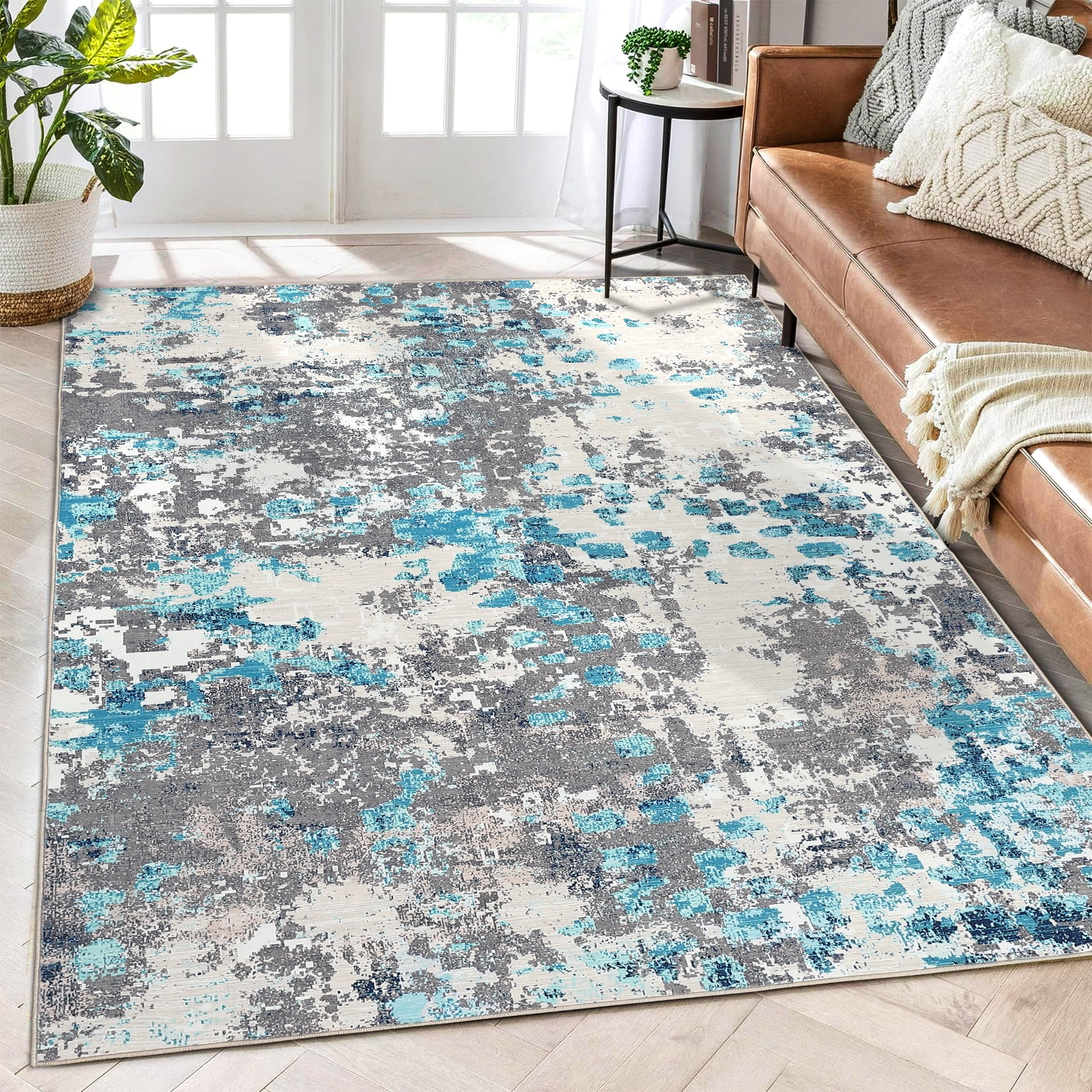 GlowSol Large Area Rug 9'x12' Modern Abstract Rug Machine Washable Rug ...