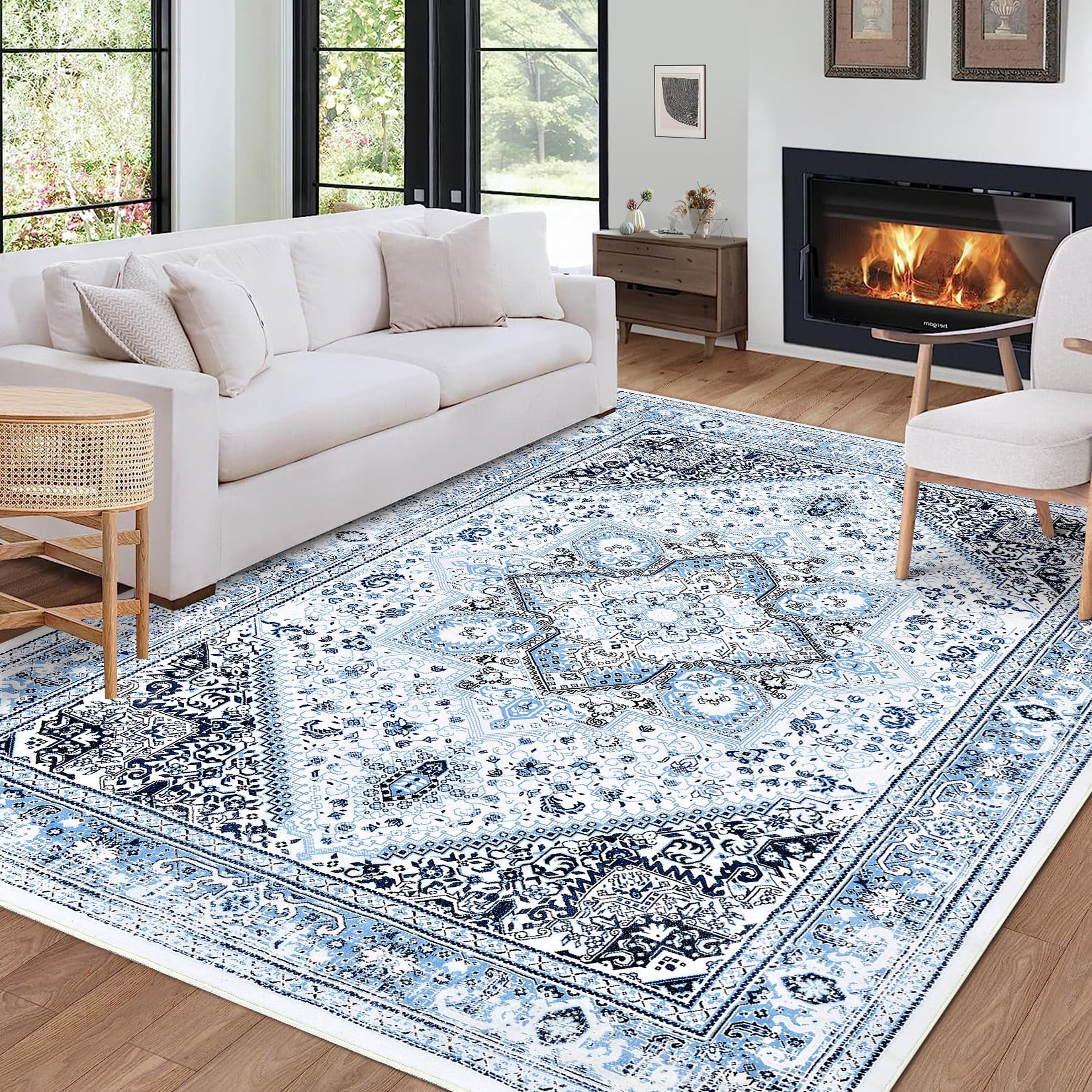 GlowSol Large Area Rug 9x12 Vintage Persian Living Room Bedroom Rug Non ...