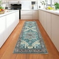 thumbnail image 1 of GlowSol Runner Rug 2' x 6' Vintage Rug Persian Rug Distressed Floral Print Oriental Runner Rug Traditional Non-Slip Low Pile Floor Cover for Hallway Kitchen, Green, 1 of 5