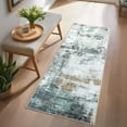 thumbnail image 1 of GlowSol Runner Rug 2'x6' Modern Abstract Washable Rugs for Laundry Room Indoor Soft Non Slip Low Pile Bedroom Rug, Teal, 1 of 8